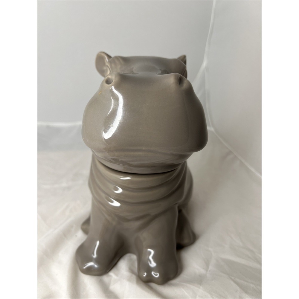 Hippopotamus Hippo Cookie Jar by Threshold Gray / Brown Target Stoneware 2015 - Picture 2 of 8
